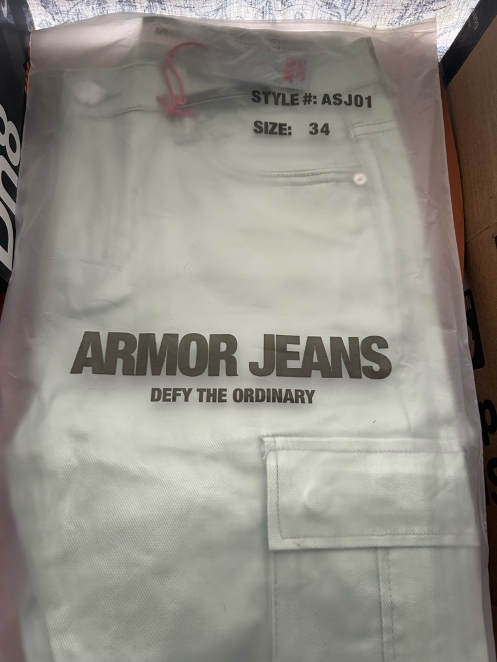 34-36 Light green Armor Jeans Men’s Relaxed Cargo stacked Jeans - White-green,